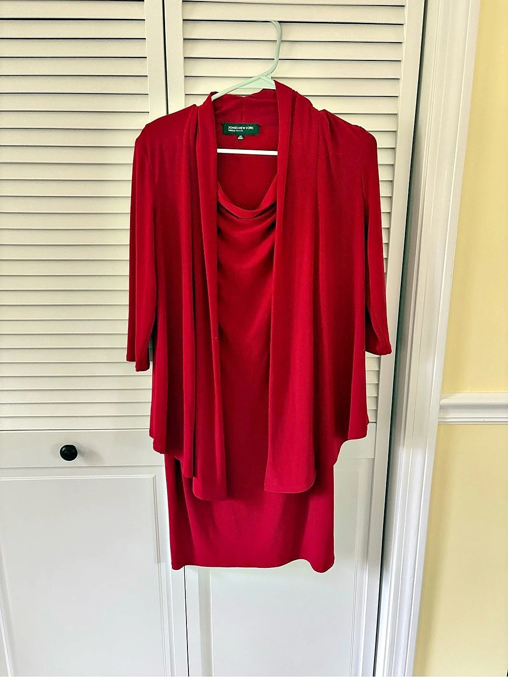 Jones New York Draped Dress in Red Size 4P Like New